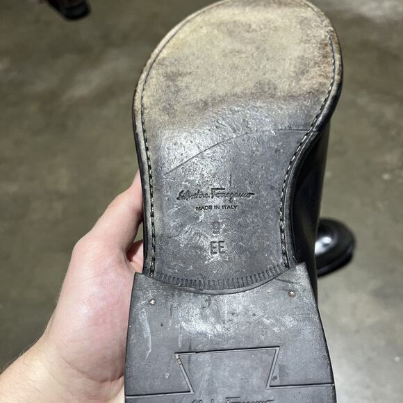 Salvatore Ferragamo Black Leather Penny Loafers 9 - Picture 3 of 4